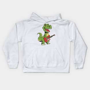 Cartoon TREX plays electric guitar Kids Hoodie